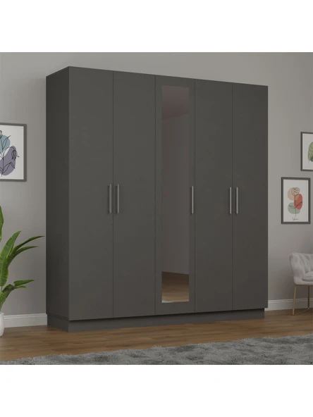 5 Kapaklı Gardırop 200cm  ANTRASİT ürün görseli