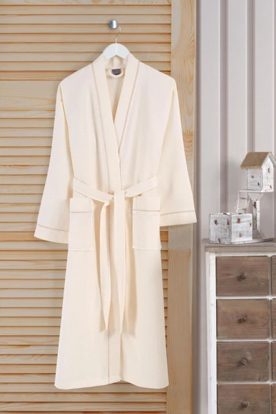 Varol Dama Serisi Kimono Yaka Pike Bornoz Sabahlık - Resim 4