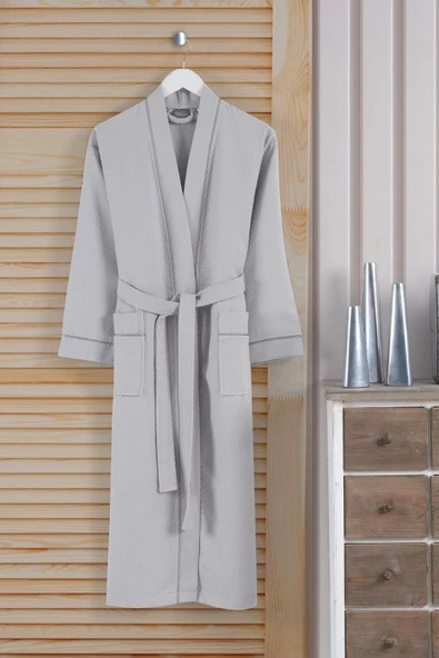 Varol Dama Serisi Kimono Yaka Pike Bornoz Sabahlık - Resim 6