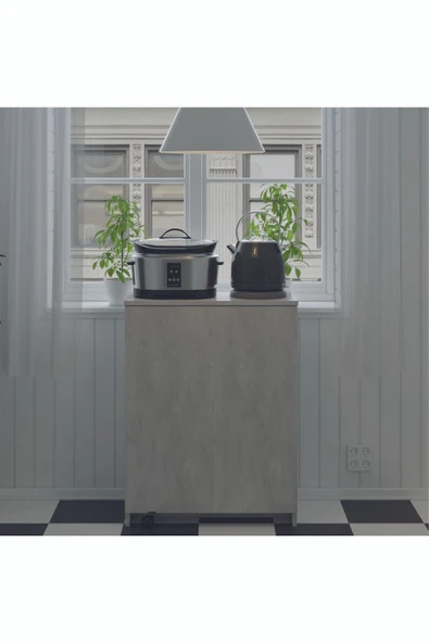 Mutfak Fonksiyonel Kiler Dolabı  Katlanır Masa  Retro Taş - Resim 4