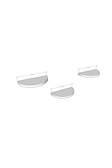 Doğal Modern Organizer Düzenleyici 3'lü Oval Dekoratif Kitaplık Banyo Mutfak Duvar Rafı  Beyaz - Resim 3