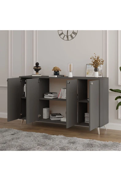 4 KAPAKLI KONSOL  Antrasit - Resim 6