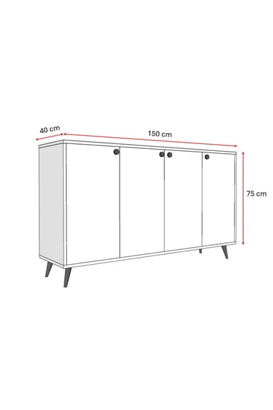 4 KAPAKLI KONSOL  Beyaz - Resim 8