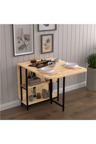 Asra Trend Metal Gövde Katlanır Mutfak Yemek Çalışma Masası, 155×75×70 cm, KM-31  SAFİR MEŞE ürün görseli