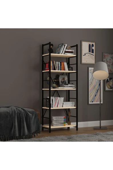 6 RAFLI METAL KİTAPLIK TEK MODÜL  Akça Ağaç - Resim 4