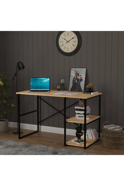 RAFLI METAL ÇALIŞMA MASASI  Safir Meşe - Resim 2