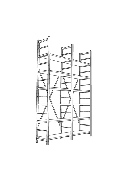 6 RAFLI METAL KİTAPLIK İKİ MODÜL  Petra - Resim 6