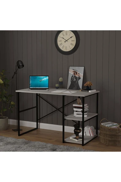 RAFLI METAL ÇALIŞMA MASASI  Kül Gri - Resim 2