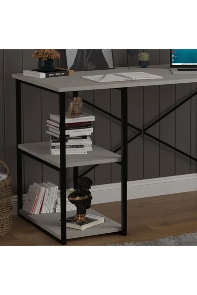 RAFLI METAL ÇALIŞMA MASASI  Kül Gri - Resim 4