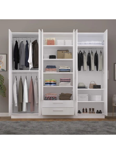 6 Kapaklı Gardırop 240cm  BEYAZ - Resim 2