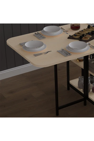 Asra Trend Metal Gövde Katlanır Mutfak Yemek Çalışma Masası, 155×75×70 cm, KM-31  AKÇAAĞAÇ - Resim 4