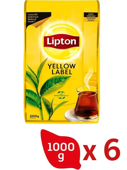 Lipton Yellow Label Dökme Siyah Çay 1000 gr x 6 Adet