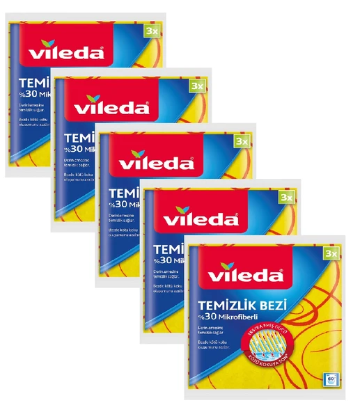 Vileda 30% Extra Mikrofiberli Temizlik Bezi 3 lü x 5 Paket ürün görseli