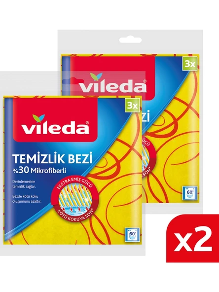 Vileda 30% Extra Mikrofiberli Temizlik Bezi 3 lü x 2 Paket ürün görseli