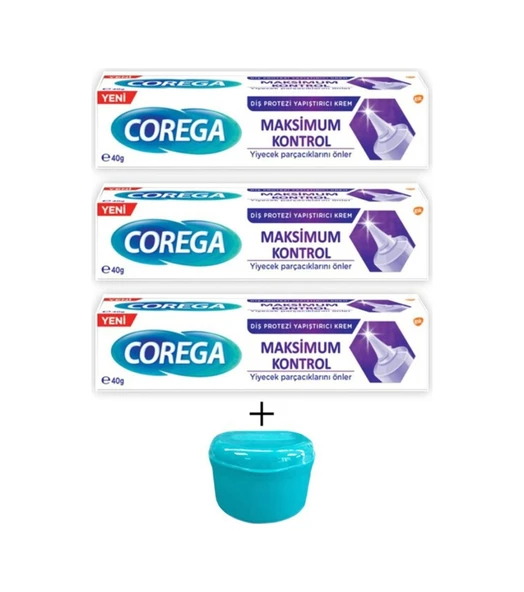 Corega Maximum Kontrol Diş Protezi Yapıştırıcı 3 x 40 G + Protez Kabı ürün görseli