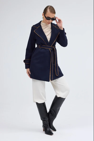 Kaban ve Kemer Kaşe Kadın Şık Yaka ürün görseli 1