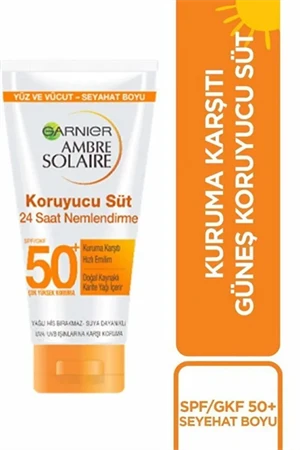 Garnier Ambre Solaire Seyahat Boy Güneş Koruyucu Süt SPF50 – Yüksek UVA & UVB Koruması, 50 ml-24 Saat Nem!! ürün görseli 1