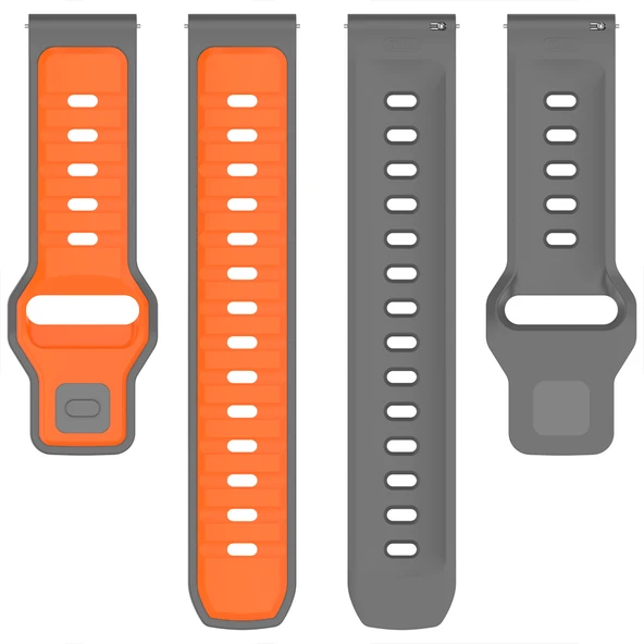 Huawei Watch GT6 46mm İle Uyumlu Çift Renkli Spor Silikon Kordon Nefes Alabilir Konforlu  Gri - Resim 5