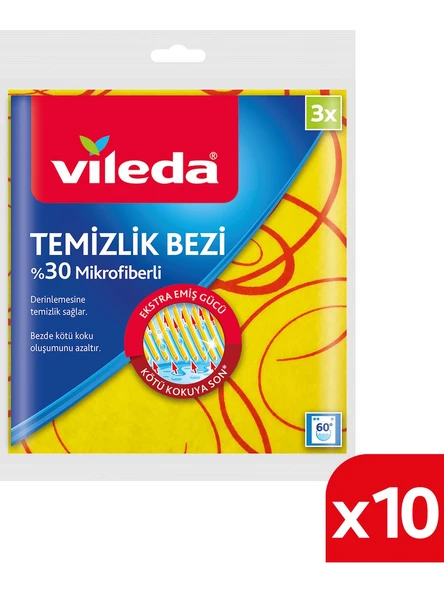 Vileda 30% Extra Mikrofiberli Temizlik Bezi 3 lü x 10 Paket ürün görseli