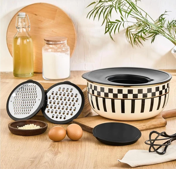 Emaye Çaydanlık - Tepsi 28 CM -  Karıştırma Kabı ve Kızartma Tenceresi - 6
