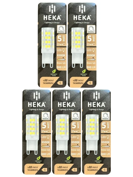 (5 Adet) Heka 5W (37W) 6500K (Beyaz Işık) G9 Duylu Dim Edilebilir Led Kapsül Ampul ürün görseli 1