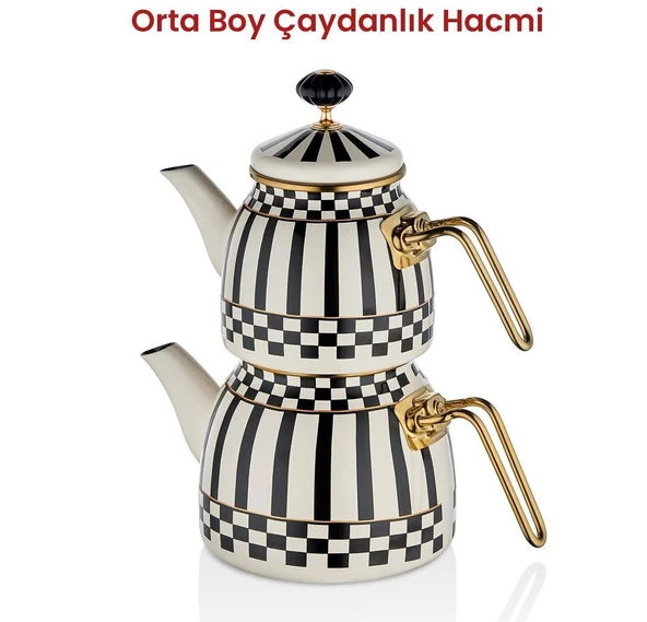 Emaye Çaydanlık - Ayaklı Şekerlik - Tepsi 28 CM -  Karıştırma Kabı ve Kızartma Tenceresi - Resim 5