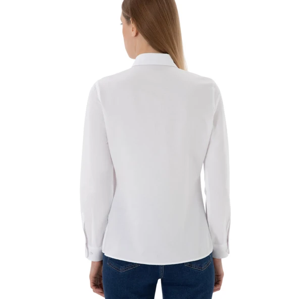 Kadın Uzun Kollu Basic Gömlek - Resim 11