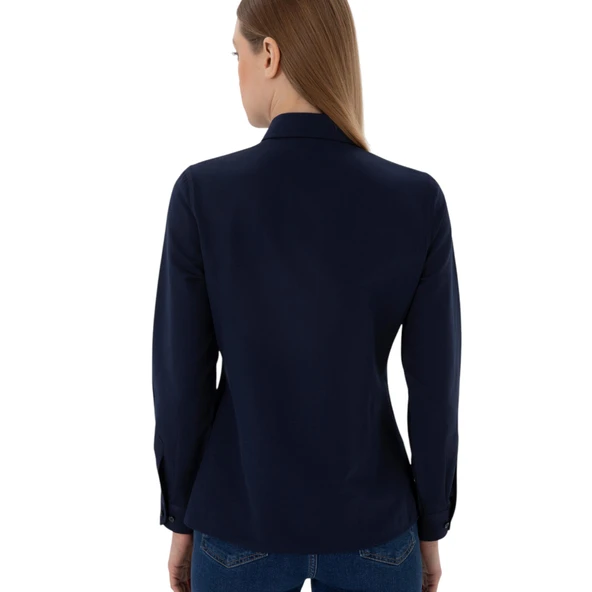 Kadın Uzun Kollu Basic Gömlek - Resim 7