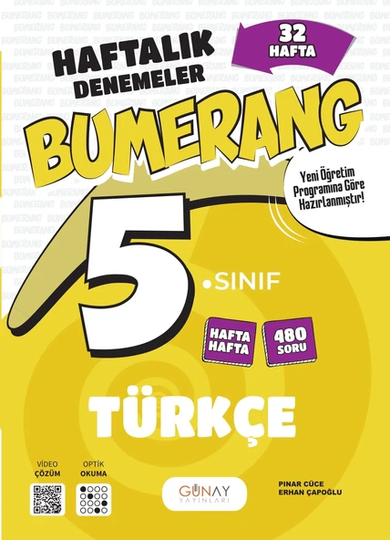 GÜNAY YAYINLARI 5.SINIF Bumerang 32 Haftalık Türkçe Denemeleri ürün görseli