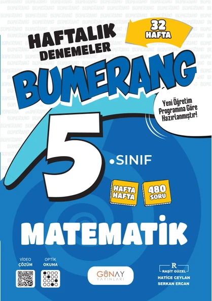 GÜNAY YAYINLARI 5.SINIF  Bumerang 32 Haftalık Matematik Denemeleri ürün görseli
