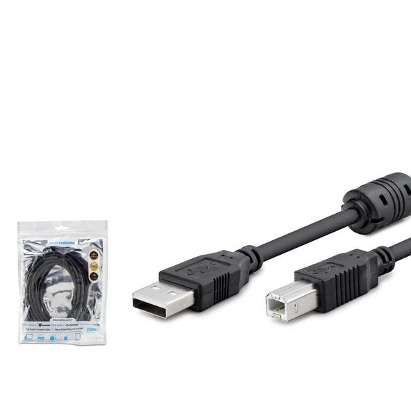 Hadron HDX7507 USB-A (E) - USB-B (E) 5mt Yazıcı Kablosu - Siyah ürün görseli 1