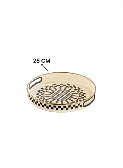Prime Cream Emaye Ahşap Saplı Sosluk / Sütlük – 14 CM ve Emaye Servis Tepsisi 28 CM - 3