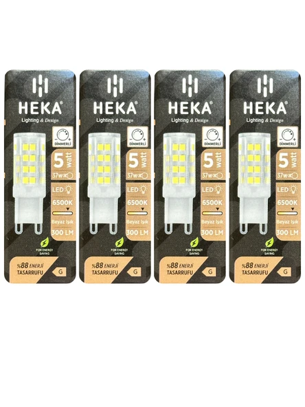(4 Adet) Heka 5W (37W) 6500K (Beyaz Işık) G9 Duylu Dim Edilebilir Led Kapsül Ampul ürün görseli