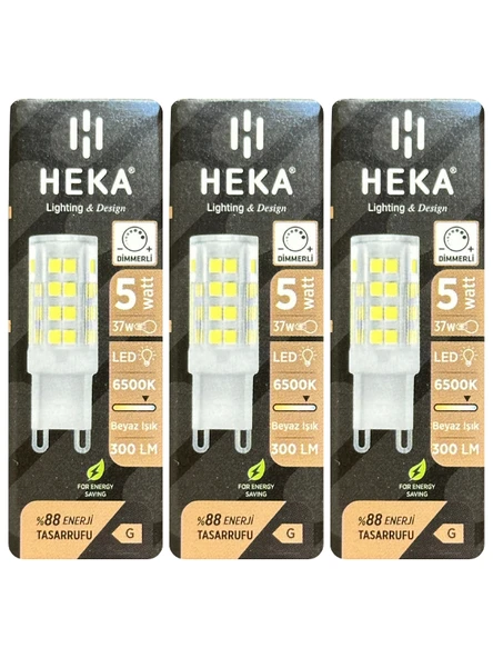 (3 Adet) Heka 5W (37W) 6500K (Beyaz Işık) G9 Duylu Dim Edilebilir Led Kapsül Ampul ürün görseli