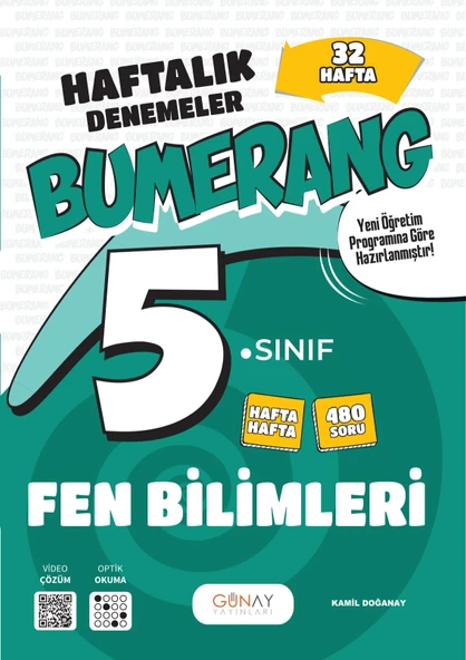 GÜNAY YAYINLARI 5.SINIF Bumerang 32 Haftalık Fen Bilimleri denemeleri ürün görseli
