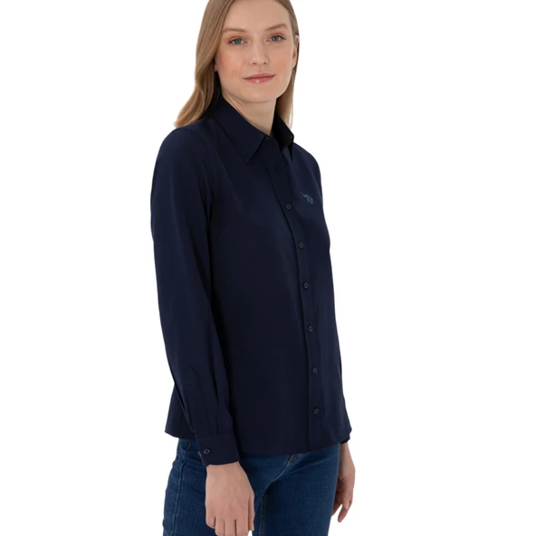 Kadın Uzun Kollu Basic Gömlek - Resim 5