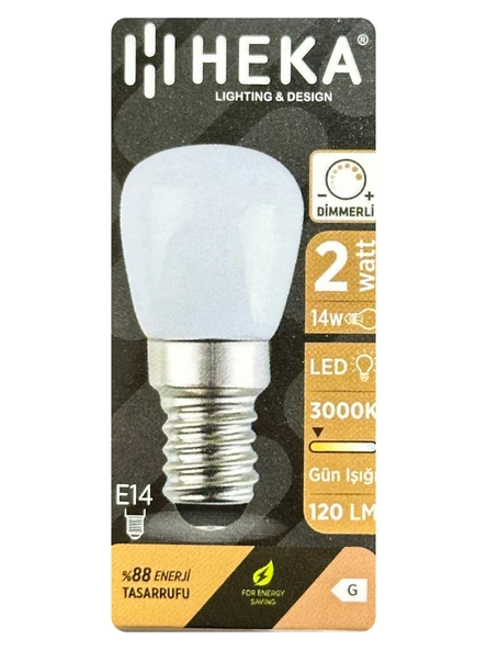 (1 Adet) Heka 2W (14W) 3000K (Sarı Işık) E14 Duylu (İnce Duy) Dim Edilebilir Soft Led Mini Ampul ürün görseli