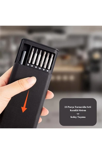 TİNEKE  24 Parça Çelik Profesyonel Mini Portatif Tornavida Seti Saklama Kutulu Telefon Saat Tamir Kiti - 7