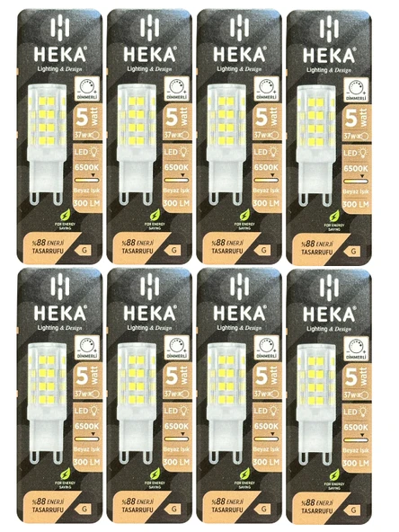 (8 Adet) Heka 5W (37W) 6500K (Beyaz Işık) G9 Duylu Dim Edilebilir Led Kapsül Ampul ürün görseli 1
