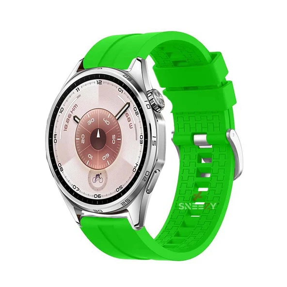 Huawei Watch GT6 46mm Uyumlu Kordon NovaGT Metal Tokalı Yumuşak Silikon Kordon  Yeşil ürün görseli