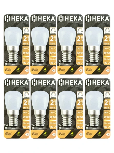 (8 Adet) Heka 2W (14W) 3000K (Sarı Işık) E14 Duylu (İnce Duy) Dim Edilebilir Soft Led Mini Ampul ürün görseli 1