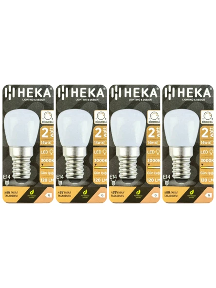 (4 Adet) Heka 2W (14W) 3000K (Sarı Işık) E14 Duylu (İnce Duy) Dim Edilebilir Soft Led Mini Ampul ürün görseli 1