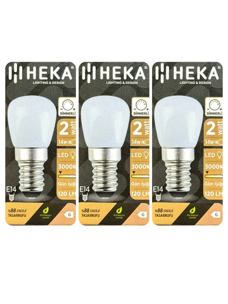 (3 Adet) Heka 2W (14W) 3000K (Sarı Işık) E14 Duylu (İnce Duy) Dim Edilebilir Soft Led Mini Ampul ürün görseli