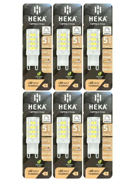 (6 Adet) Heka 5W (37W) 6500K (Beyaz Işık) G9 Duylu Dim Edilebilir Led Kapsül Ampul ürün görseli