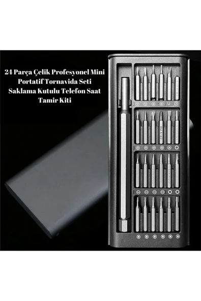 TİNEKE  24 Parça Çelik Profesyonel Mini Portatif Tornavida Seti Saklama Kutulu Telefon Saat Tamir Kiti - 4