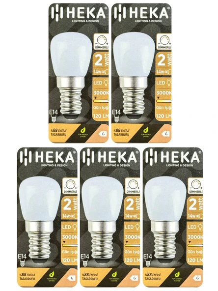 (5 Adet) Heka 2W (14W) 3000K (Sarı Işık) E14 Duylu (İnce Duy) Dim Edilebilir Soft Led Mini Ampul ürün görseli 1