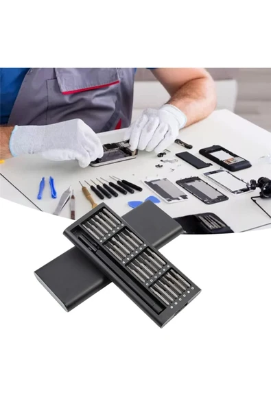 TİNEKE  24 Parça Çelik Profesyonel Mini Portatif Tornavida Seti Saklama Kutulu Telefon Saat Tamir Kiti - 3