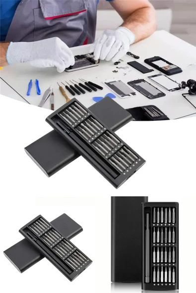 TİNEKE  24 Parça Çelik Profesyonel Mini Portatif Tornavida Seti Saklama Kutulu Telefon Saat Tamir Kiti