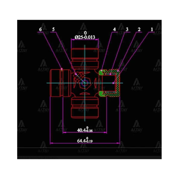 İSTAVROZ MAFSAL (ŞAFT) CARRY  90-98 / DAMAS (64mm X 25mm İÇTEN SEGMAN) MHR-10392 MAHER GUS-1 - 1