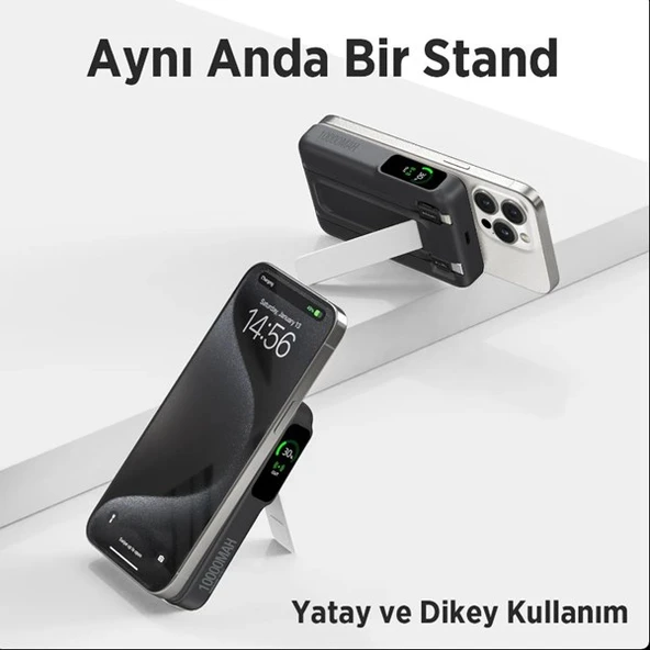 BİX 10000mAh TPB16-BK 6'SI 1 ARADA OLED EKRANLI Siyah KABLOSUZ POWERBANK - 4